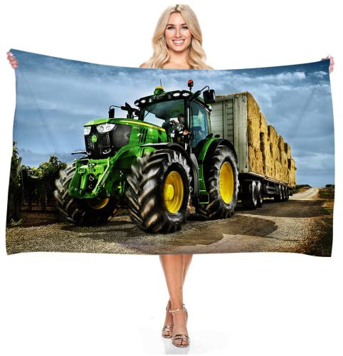 Ailaikei LKW Traktor Badetuch sporthandtuch Handtuch Strandtuch für Kinder 70 x 140cm weich Sandfreies Handtuch (4,100x200cm)