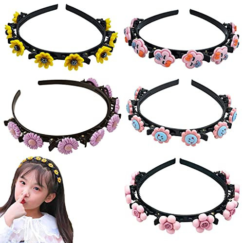 Guanyj Mädchen Haarreifen 5 Stück Haarreifen mit Klammern Hairstyle Hairpin Prinzessin Haarclips Twist Clip Stirnband Mädchen Haarschmuck Perfekt für Mädchenpartys, Hochzeiten, Festivals