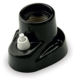 AMARCORDS - Appliques en porcelaine avec bouton, prise E27, base avec interrupteur, douille vintage de couleur NOIR