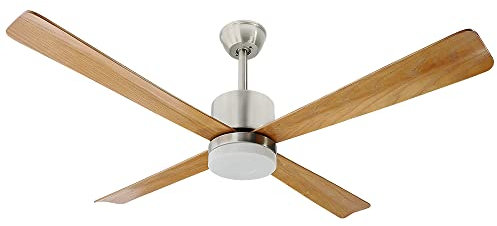 M mimotec - Ventilador de Techo LED Support con luz y Mando a Distancia, motor DC, 4 aspas, 8 velocidades, Silencioso, función verano-invierno, temporizador incluido