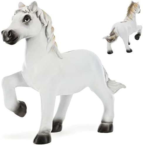 alles-meine.de GmbH Spardose Verschiedene Modelle wählbar mit Verschluss - aus Kunstharz/Polyresin Pferd - weiß - 17,5 cm - stabile Sparbüchse - Sparschwein - für Kinder ..