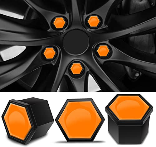 Biomar Labs Set of 20pcs Car Wheel Nut Caps Bolt Cover 19mm Universal with Removal Tool Orange LC 39
