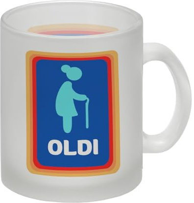 Oldi Discounter Glas Tasse für Mama ein super Artikel für die Eltern oder Großeltern zum Geburtstag! Geschenkidee zum Muttertag
