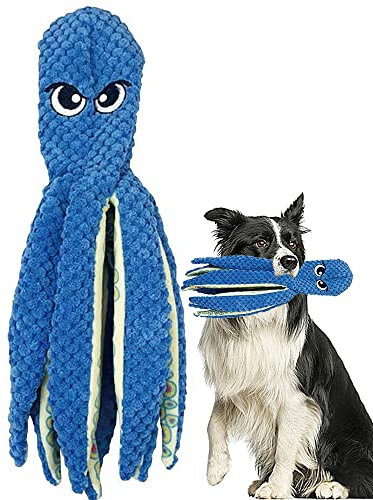 Speedy Panther Squeaky Dog Soft Toy, No Stuffed Octopus Dog Toy Plush Dog Toys for Boredom for Small Medium Dogs (Blue)