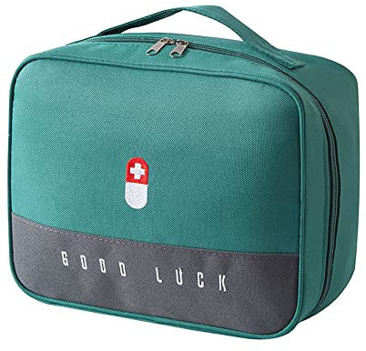 Medikamententasche, Reiseapotheke Tasche, GroßE Kapazität Erste Hilfe Tasche, Reise Gadgets, Tragbare wasserdichte Medizin Aufbewahrungstasche, Medizintasche für Haus, Büro, Reisen(Grün)