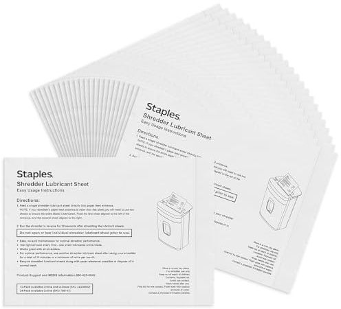 TRU RED Shredder Lubricant Lubricating Sheets, Reduces Friction & Noise, Keeps Blades Sharp, Pack of 48
