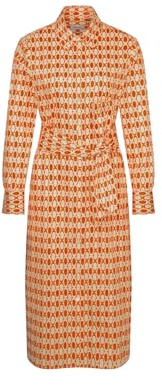 Seidensticker Damen Blusenkleid mit Bindegürtel - Kleid - Regular Fit - Midi Kleid - Hemdblusenkragen - Langarm - 100% Baumwolle