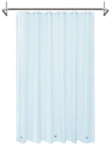 Mrs Awesome Transparenter Blauer Duschvorhang mit 3 Magneten, 182,9 x 182,9 cm, hochwertiger, Flexibler Stabiler Kunststoff-Duschvorhang für Badezimmer, leicht und wasserdicht, Blau transparent
