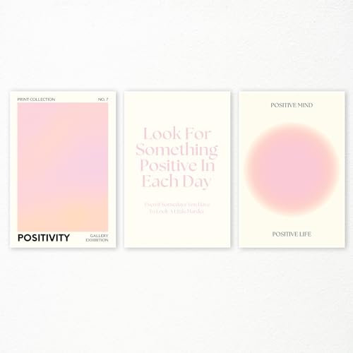 Adyggefy Poster mit rosa Farbverlauf, Aura-Engel, Zahlen für Zimmer, ästhetisch, 30,5 x 40,6 cm, pastellfarben, positive tägliche Bestätigungszitate, Leinwand, abstrakter minimalistischer Druck,