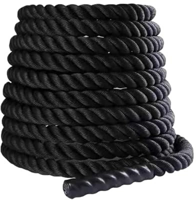rockible Battle Rope Exercise Rope Durable Climbing Rope Workout Rope Exercise Training Heavy Ropes, 25mmx3m Black