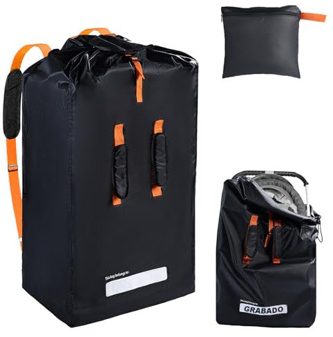 Groß Transporttasche für Kinderwagen & Kindersitz,Robuste Gate Check Reisetasche Wasserdicht 420D Kinderwagen Abdeckung,Schutz Reisetasche mit Ausweisfenster,Bollerwagen Transport in Flugzeug & Auto