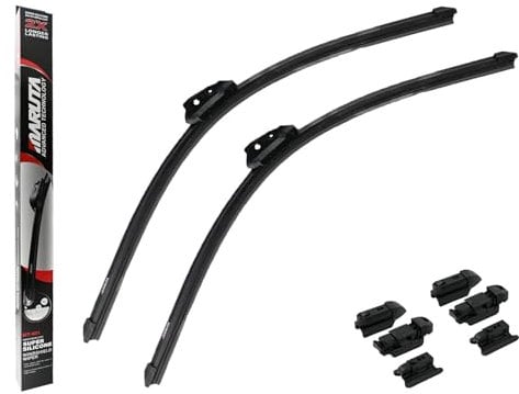 MARUTA Lotus Perl-Effekt Scheibenwischer SET 600 mm / 600 mm - universal - vorne, Aero-dynamik optimierte Wischerblätter aus exklusiver Silikon/Gummimischung (made in Japan)