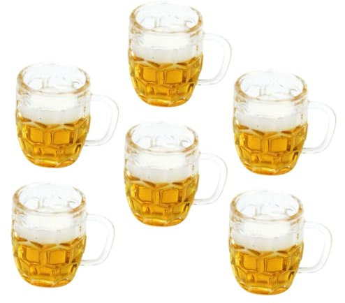 Toyvian Miniatur Bierkrüge 6er Satz aus Harz Kleiner Biergläser und Bierbecher Puppenhaus Zubehör Dekorative Kleiner Bierkrugmodelle für Tiny House Selbstgemacht Basteln und Fotorequisiten