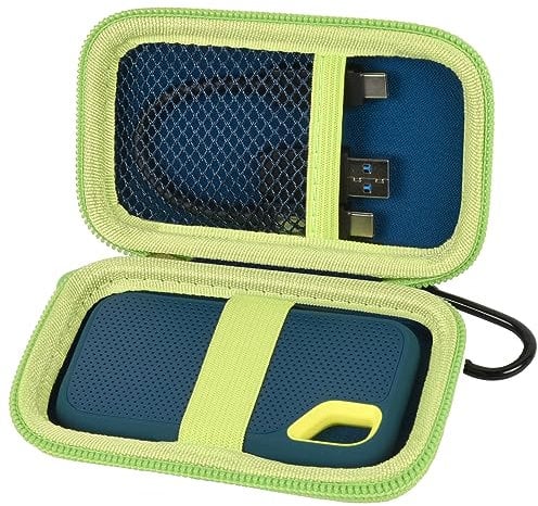 Case Compatible with SanDisk 1TB 2TB 500GB 4TB/for SanDisk PRO Extreme Portable SSD, External Solid State Hard Drive Storage Holder for SDSSDE61/ SDSSDE60/ SDSSDE81/SDSSDE30/SDSSDE60 (Box Only)(Green)