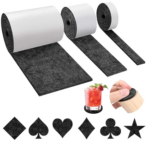 3 Rollen Selbstklebendes Filzband, Filzstreifen Selbstklebend (100cm * 10cm + 100cm * 5cm + 100cm * 2cm), Filzgleiter Selbstklebend, für Möbelbeine, Bodenschutz, Dicke 4mm (Dunkelgrau)