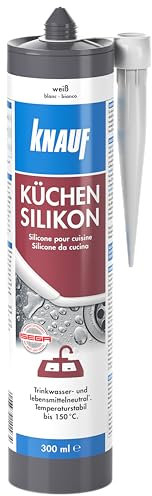 Knauf Küchen Silikon – Lebensmittelneutrales Silikon (300 ml) in weiß (weiss) für Küchenfugen