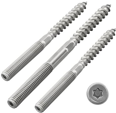 DSM-Verbindungstechnik Lot de 2 vis à double filetage avec entraînement Torx (TX) - Acier inoxydable A2 / V2A - Vis à double filetage - Vis à bois (M6 x 90 mm, 2 pièces)