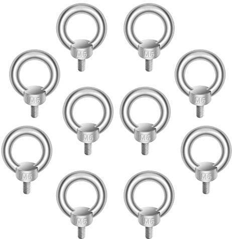 10pcs Expansion Eye Bolts, Heavy Duty Eyebolts Screws, Ring Round Eyebolt 304 Stainless Steel, M6 Lifting Eyebolt, 10mm Extension Anchor Bolts for Fastening and Hanging