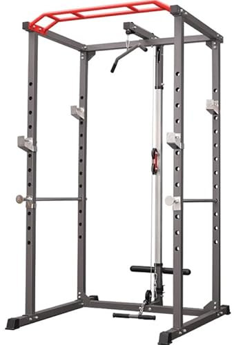 PH Fitness Multifunktionales Squat Rack - Squat-Rack für Hanteln mit Gewichten - Klimmzugstange und Dip Bar - Lat Pulley - Power Rack - Home Gym für Fitness und Sport zu Hause - Kraftstation