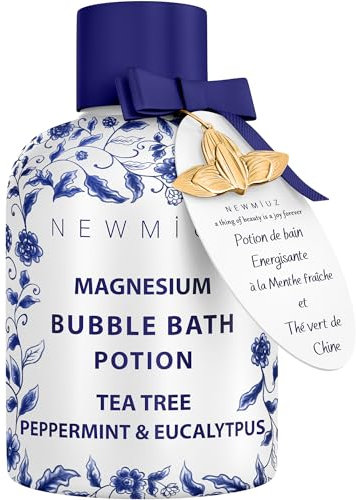 Magnesium Bubble Bath - Long Lasting Foaming Bubbles - Sore Muscles Recovery - Tea Tree Peppermint Eucalyptus - Relaxing Stress Relief - Calming Self Care Spa Gift for Birthday Christmas