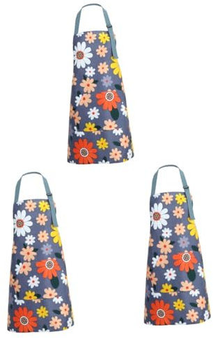 Gatuida 3pcs Cute Pockets Kitchen Apron for Women Floral Design Baking Apron Vintage Style Adjustable Neck for Chef Waitress