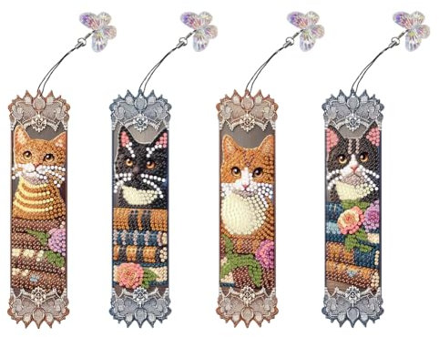 Demiawaking 4Pcs Lesezeichen DIY 5D Diamond Painting Lesezeichen Malerei Stickerei Kreuzstich Seiten Markierung Weihnachten Geburtstag Geschenk (41)