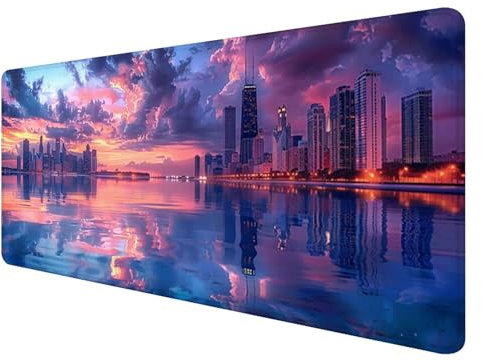 Tapis de Souris Paysage, Tapis de Souris 1000x500mm, Grand Tapis de Souris Gamer avec Surface en Caoutchouc Antidérapant, Tapis de Souris XXL Gaming Ville Améliore la Précision et la Vitesse, Z-1