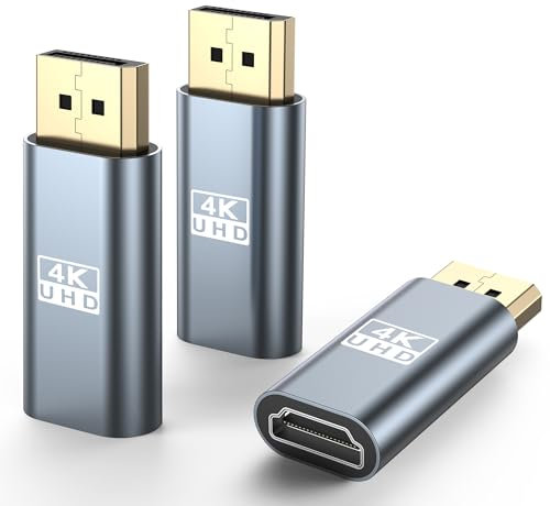 Elebase 4K Adaptateur DisplayPort vers HDMI 3Pack (1440P 60Hz,1080P 120Hz),Convertisseur DP (Display Port) Mâle vers HDMI Femelle pour HDTV,Moniteur,Projecteurs,Desktops,Laptop,Lenovo,HP,Dell etc