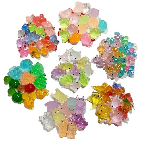 OrgMemory 120 PCS Luminous Mini Resin Animal Figurines, 12 Styles, for Miniature Fairy Garden Accessories Micro Landscape Aquarium Garden Dollhouse, Glow in The Dark