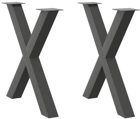 vidaXL Esstischbeine X-Form 2 STK. Anthrazit 80x(72-73) cm Stahl, Tischbein, Tischbein Metall, Esstischbein, Möbelbein, Schreibtischbein
