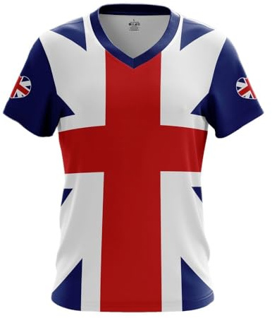 NW NATIONWEAR T-Shirt Homme avec Drapeau – T-Shirt Col V en Polyester Léger avec Drapeau de Pays | Haut Fierté Nationale pour Événements Sportifs, Festivals et Été | Disponible en Plusieurs Pays
