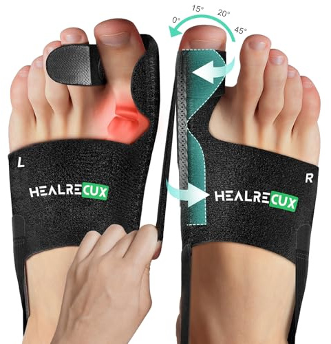 Healrecux Ballenzeh-Korrektor für Damen und Herren, großer Zeh, Ballenzeh-Schiene, zur Linderung von Ballenzehen, Hallux Valgus-Korrektur für Tag und Nacht