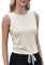 Weardear Sport Tank Tops Damen Yoga Shirt Ärmelloses Crop Top Leichte Lässig Funktions Shirt Gym Tanktop Fitness Oberteile mit Seitfalten Beige S
