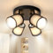 Doughelec Deckenlampe Deckenstrahler 4 Flammig Wohnzimmer - Schwarz Deckenleuchte Deckenspot Rund Vintage E14 Schwenkbar Lampe Decke Wandstrahler MAX 30W Spot Stoff für Küche Flur, Ohne Leuchtmittel