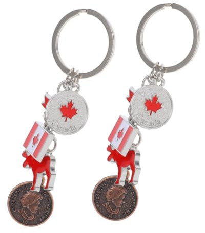 Veemoon 2 Stück Kanada Schlüsselanhänger Großer Schlüsselanhänger Schlüsselring Anhänger Goldener Schlüsselbund Clip Universalschlüssel Dekorativer Anhänger Für Die Tasche