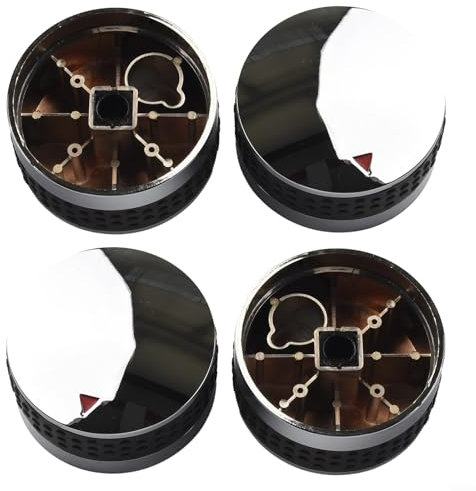 Jonikuper Gasgrill-Kontrollknöpfe, ABS-Kunststoff, verchromt, rutschfestes Design, passend für Grills, Ofen, Herd, runde Form (58 mm), 4 Stück