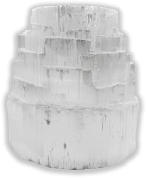 LAMARE Natürlicher Selenite Kerzenhalter für Umgebungsbeleuchtung – Energiearbeit und Meditation – Mystische und entspannende Beleuchtung – Einzelstück und handgefertigt, Gewicht 1 kg