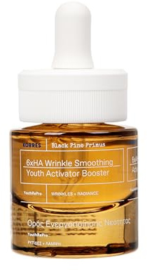 KORRES BLACK PINE PRIMUS 6-fach-Hyaluron Booster für Faltenglättung, anti-aging Serum für jugendlich aussehende Haut, silikon- und parabenfrei, vegan, Reisegröße, 15ml