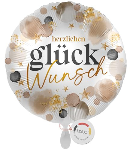 balloa Folienballon XXL Herzlichen Glückwunsch, Helium Luftballon Deko Geschenk Geburtstag Hochzeit Jubiläum Feier Ballon Erwachsene Kinder Ballondeko Party Spruchballon, 53cm