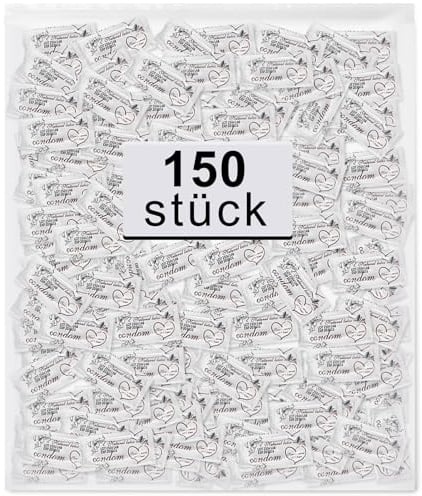Kondome 150 Stück Packung - Condoms für männer - Natürliches Empfinden - Extra dünne Kondome für intensives Empfinden beim gemeinsamen Liebesspiel- 53 mm breite - Condoms for Men