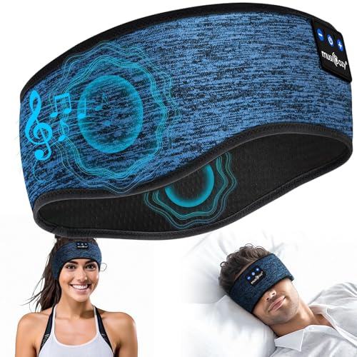 MUSICOZY Bluetooth Sleep Headphones, Wireless Headband Headphones for Sleeping & Side Sleepers, Comfortable Music Headphones with Microphone & 16Hrs Playing, Gifts for Travel,Relaxtion,Nap,Sport