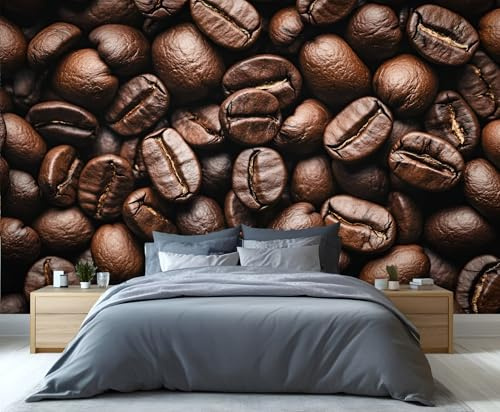 YXQAIED Kaffeebohnen Tapete, braune Wandtapete, Kaffee, nicht selbstklebend, große Wandbilder für Wohnzimmer, Schlafzimmer, Heimdekoration, 200 x 140 cm