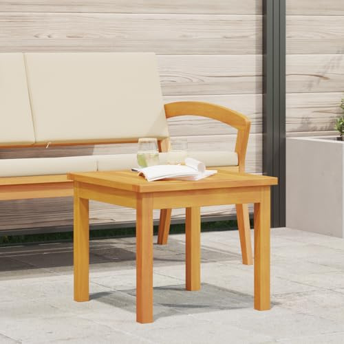 WEMYUFURN Rustikaler Beistelltisch aus massivem Akazienholz für Balkon und Garten, wetterfest mit UV-Schutz und robustem Design, kompakt 45x45 cm, ideal für Pflanzen und Getränke,