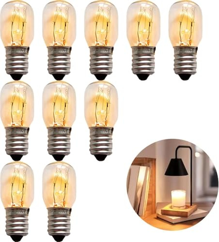 Zovator 10 PCS 15W E14 Himalayan Salt Scentsy Screw Lamp Bulb Warm White | Incandescent T20 Tubular Bulb, 2600K Dimmable Energy Saving, E14 Screw Base for Salt Lamps Scentsy Wax Burners Home Lighting
