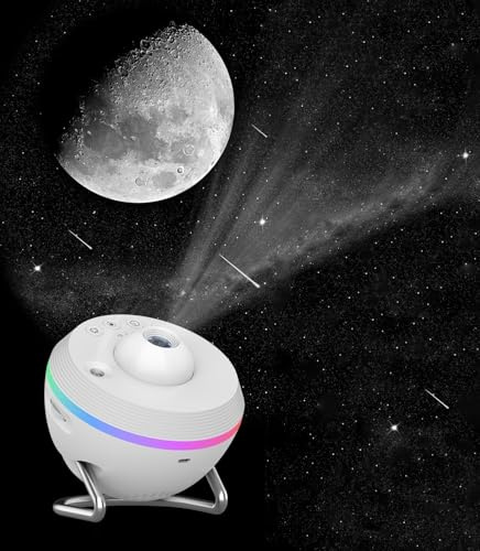 Sangyn 13 in 1 Galaxy Projector with Meteor Effect, HD Projection, Adjustable Focus, Quiet Operation, Auto-Off Timer, White, Star Projector for Bedroom Decor, Relaxation, Study, and Gifts