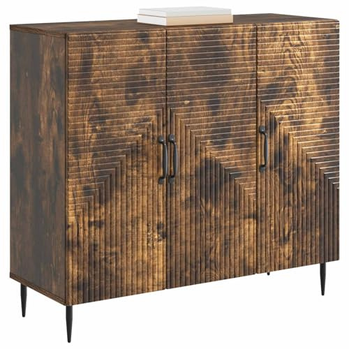 vidaXL Sideboard Geräucherte Eiche 89 x 34,5 x 80 cm Holzwerkstoff, Wohnzimmer, Vintage Sideboard, rechteckiges Design, praktische Aufbewahrung, stylishe Möbel, ordentliche Lösung