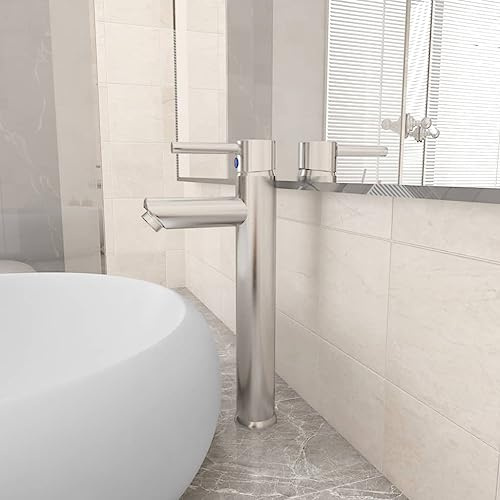 LoogCape badrum blandare silver 12 x 30 cm enspaksblandare för tvättställ dusch badkar högtrycksarmatur med vridbar dusch och pip för badrum och kök