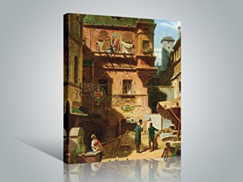 1art1 Carl Spitzweg Poster Kunst Und Wissenschaft, 1880 Bilder Leinwand-Bild Auf Keilrahmen | XXL-Wandbild Poster Kunstdruck Als Leinwandbild 80x60 cm