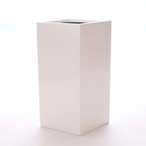 Elegant Einrichten Pflanzkübel, Blumenkübel Fiberglas säule 38x38x70cm Hochglanz weiß.