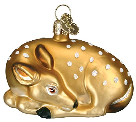 Old World Christmas Fawn Glass Blown Ornament for Christmas Tree, Handcrafted Holiday Decoration, Wildlife Animal Collection